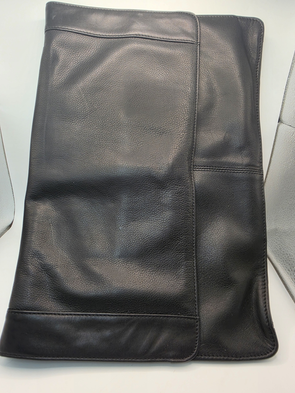 Bellino Black Fold Out Multipurpose Italian Leather Desk Document Padfolio